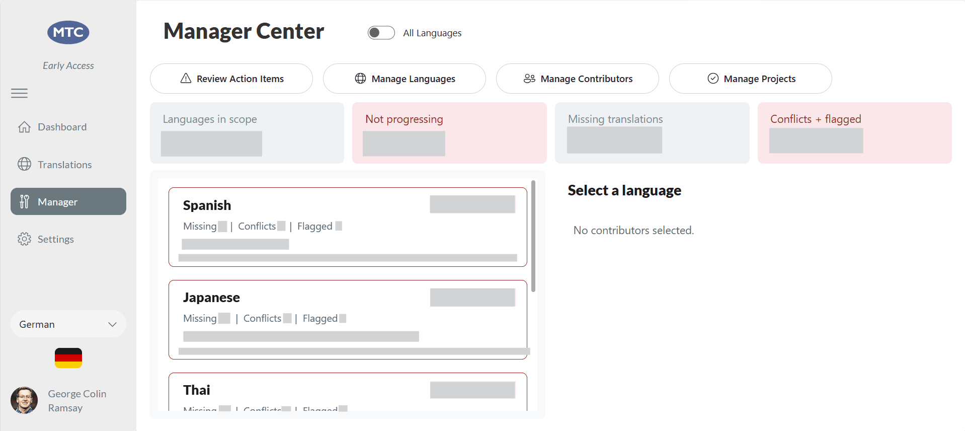 Contributor App manager screen showing operational progress